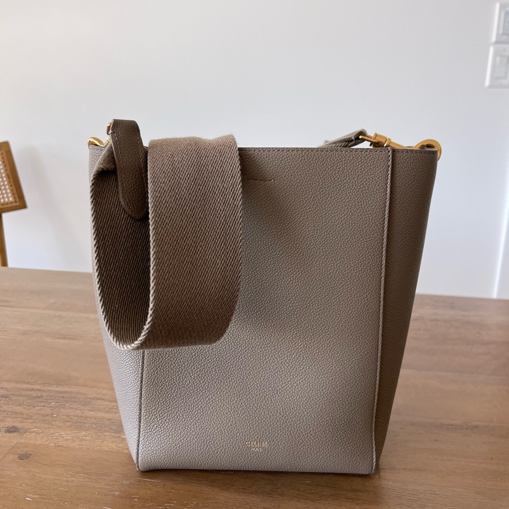 Celine Etoupe Leather Bucket Bag